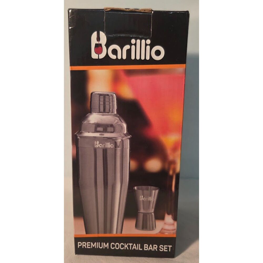 Barillio Premium Cocktail Bar Set Stainless Steel Shaker Kit New